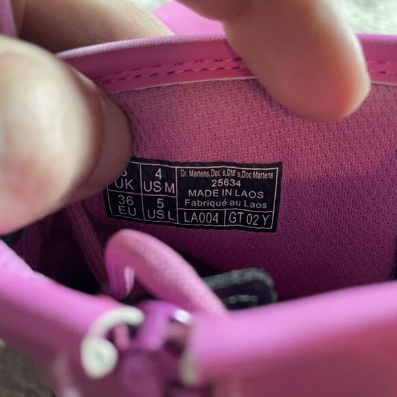 Dr Martens 1460 Pink Leather  8 Eye - Ankle Zip Up Boots Women’s Size 5 - Picture 10 of 10